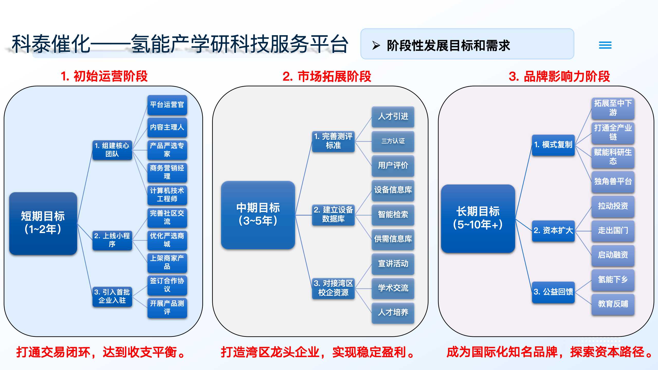 阶段性发展目标和需求